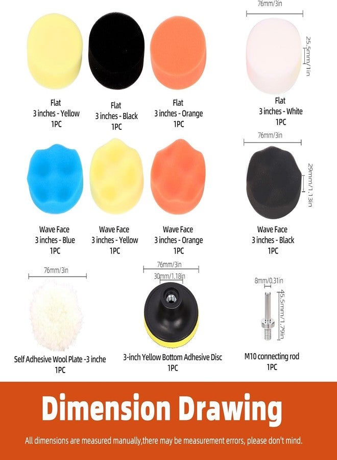 BIRDLINE 11 Pcs Car Foam Polishing Pads Kit, 3 Inch Buffing Pad & Polishing Pads, Drill Buffer Auto Car Polisher Attachment Buffing Kit for Car Polishing, Waxing, Sealing Glaze Multicolor. - Image 5